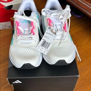 Adidas Kids Sneakers - White, Pink, and Blue